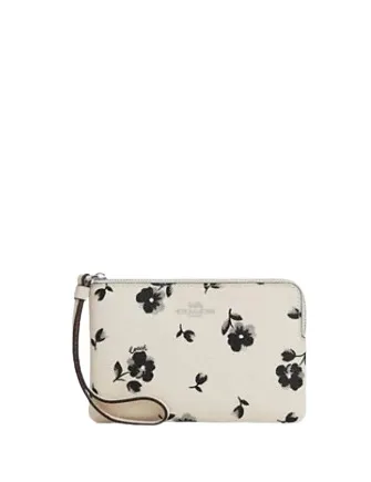 Coach Corner Zip Wristlet With Floral Print