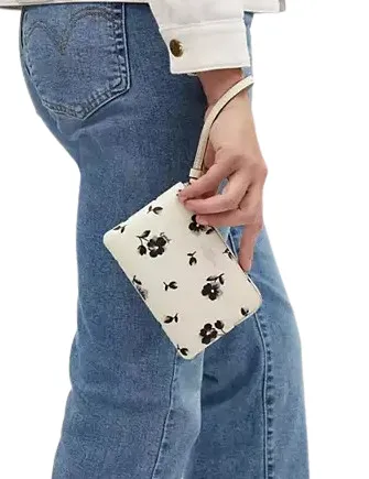 Coach Corner Zip Wristlet With Floral Print