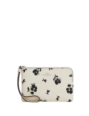 Coach Corner Zip Wristlet With Floral Print
