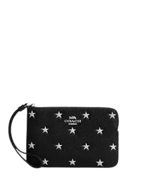 Coach Corner Zip Wristlet With Star Print