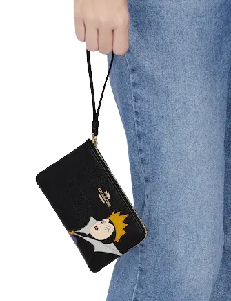 Coach Disney X Coach Corner Zip Wristlet With Evil Queen Motif