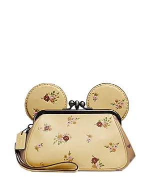 Coach Kisslock Wristlet With Floral Mix and Minnie Mouse Ears