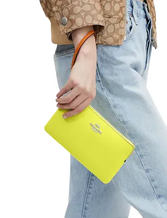 Coach Large Corner Zip Wristlet In Colorblock