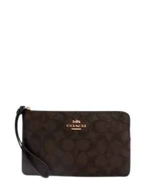 Coach Large Corner Zip Wristlet In Signature Canvas
