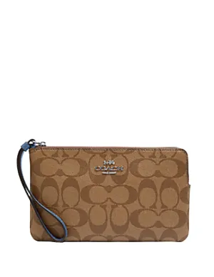 Coach Large Corner Zip Wristlet In Signature Canvas