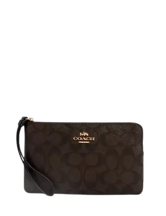 Coach Large Corner Zip Wristlet In Signature Canvas