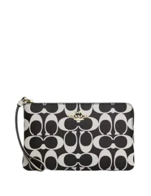 Coach Large Corner Zip Wristlet In Signature Canvas