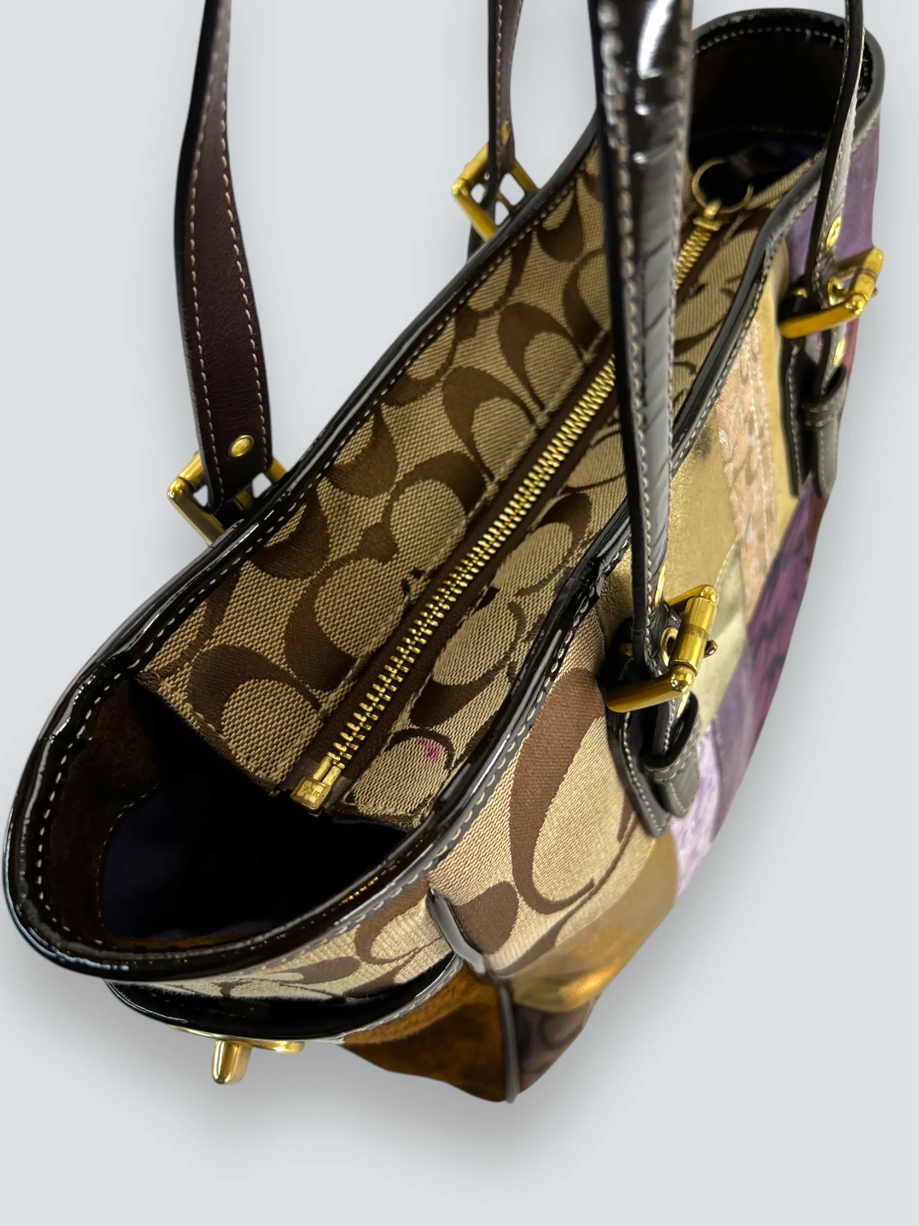 Coach Multi Colour Leather & Suede Tote