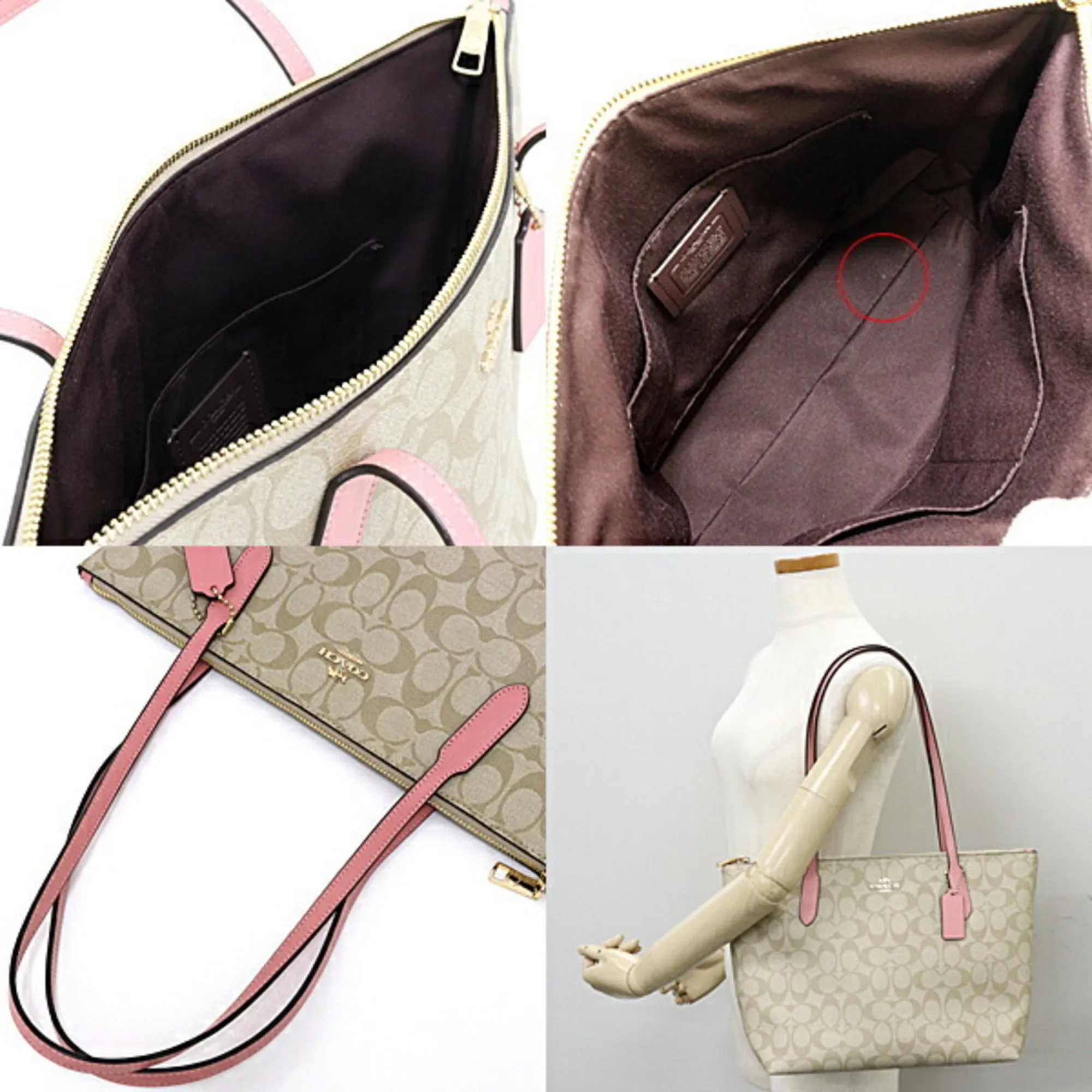 Coach   pink Pvc Coated Canvas Leather Shoulder Bag Tote Bag (Pre-Owned)