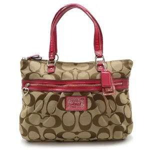 Coach Poppy pink Signature Line Shoulder Bag Tote Bag (Pre-Owned)