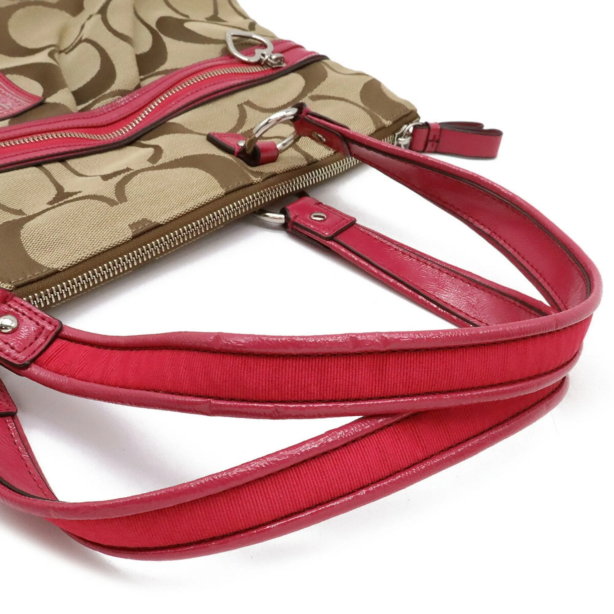 Coach Poppy pink Signature Line Shoulder Bag Tote Bag (Pre-Owned)