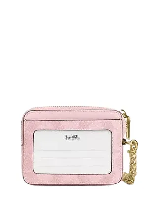 Coach Zip Card Case In Signature Canvas