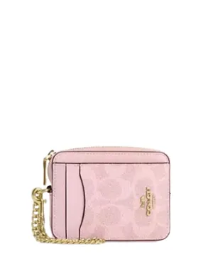 Coach Zip Card Case In Signature Canvas