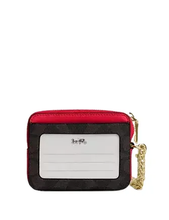Coach Zip Card Case In Signature Canvas