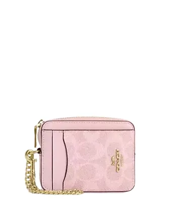 Coach Zip Card Case In Signature Canvas