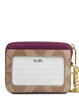 Coach Zip Card Case In Signature Canvas