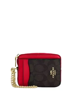 Coach Zip Card Case In Signature Canvas