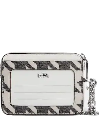 Coach Zip Card Case With Houndstooth Print