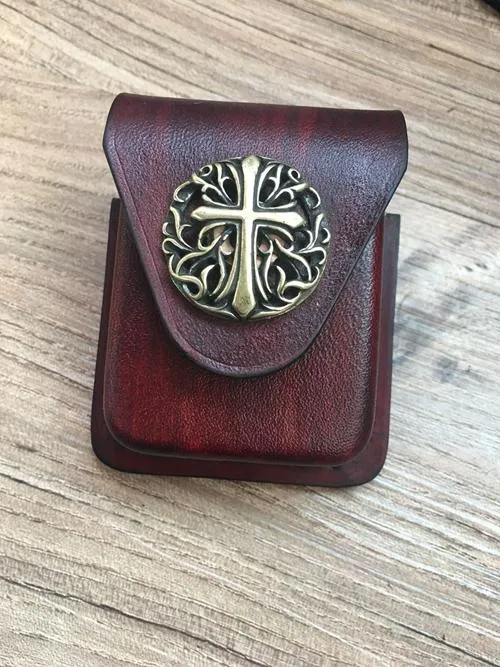 Coffee Lion Leather Classic Zippo Lighter Case Handmade Zippo Lighter Pouch with Belt Clip For Men
