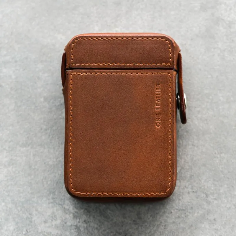 Cool Beige Leather Mens 20pcs Cigarette Holder Case Cool Custom Cigarette Case for Men