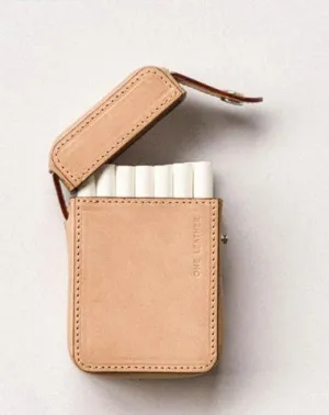 Cool Beige Leather Mens 20pcs Cigarette Holder Case Cool Custom Cigarette Case for Men
