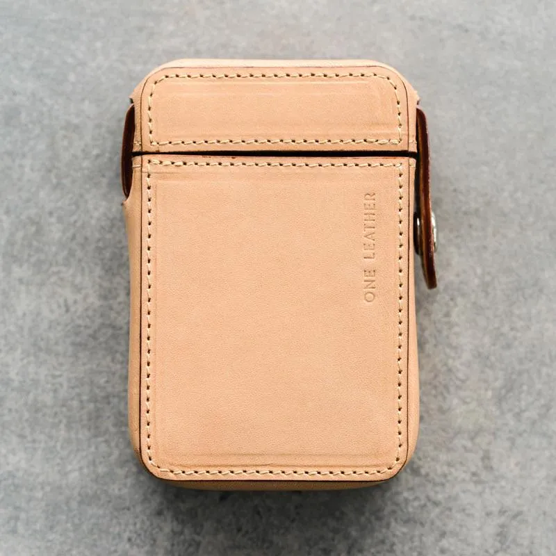 Cool Beige Leather Mens 20pcs Cigarette Holder Case Cool Custom Cigarette Case for Men
