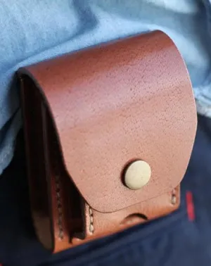 Cool Brown Leather Mens Cigarette Case Cigarette Holder Belt Pouch with Belt Loop for Men