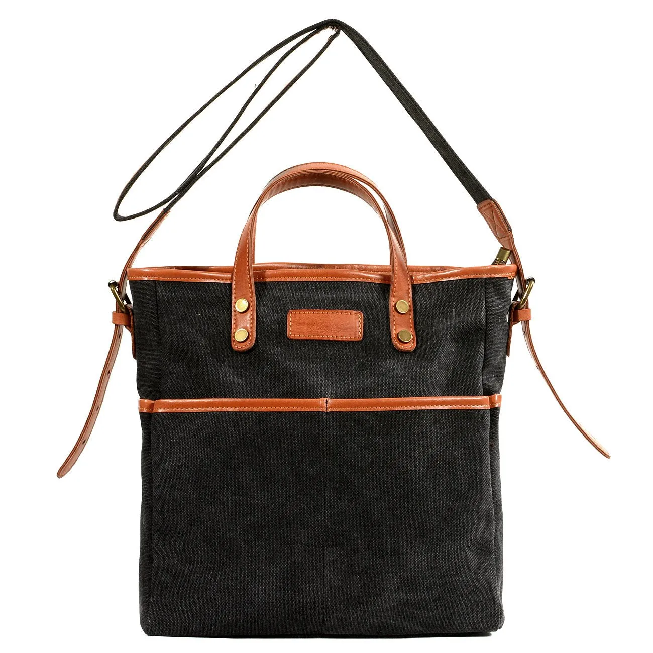 Cool Canvas Leather Mens Small Brown Messenger Bag Vertical Side Bag Shoulder Bag Tote Handbag For Men
