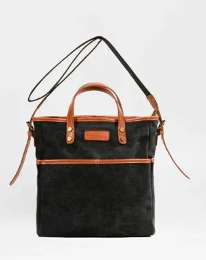 Cool Canvas Leather Mens Small Brown Messenger Bag Vertical Side Bag Shoulder Bag Tote Handbag For Men