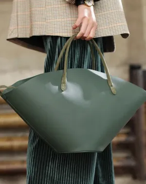 COOL Fashion Womens Leather Tote Handbag Green Womens Unique Shopper Bag Purse for Ladies