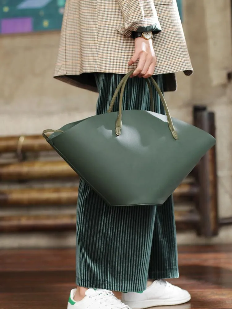 COOL Fashion Womens Leather Tote Handbag Green Womens Unique Shopper Bag Purse for Ladies