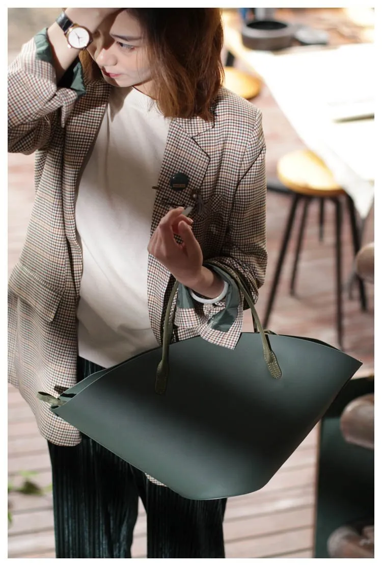 COOL Fashion Womens Leather Tote Handbag Green Womens Unique Shopper Bag Purse for Ladies