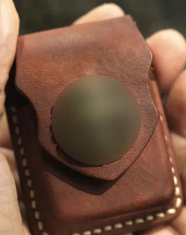 Cool Handmade Brown Leather Mens Zippo Lighter Case Heavy Armor Lighter Holder for Men