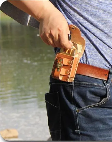 Cool Leather Mens Cigarette Case with Belt Loop Cigarette Holder Lighter Holder for Men