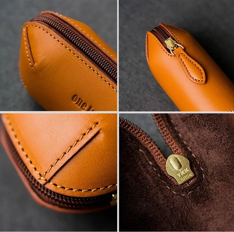 Cool Leather Mens Leather Cigarette Tobacco Pipe Case Zipper Tobacco Pipe Case for Men