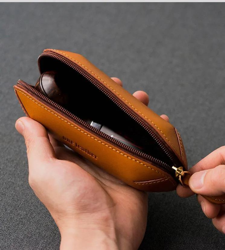 Cool Leather Mens Leather Cigarette Tobacco Pipe Case Zipper Tobacco Pipe Case for Men