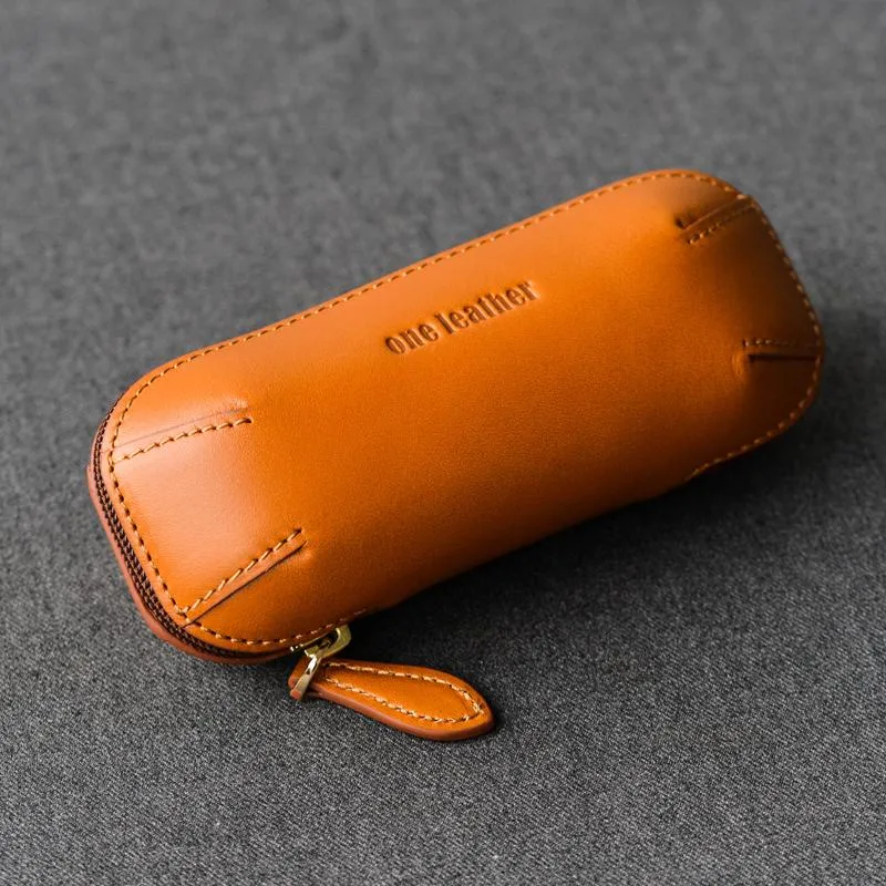 Cool Leather Mens Leather Cigarette Tobacco Pipe Case Zipper Tobacco Pipe Case for Men
