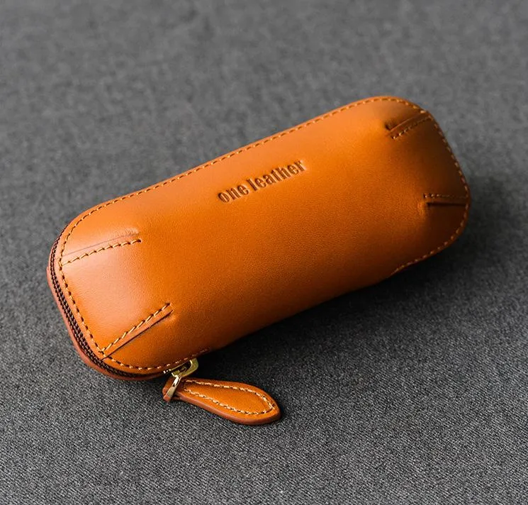 Cool Leather Mens Leather Cigarette Tobacco Pipe Case Zipper Tobacco Pipe Case for Men