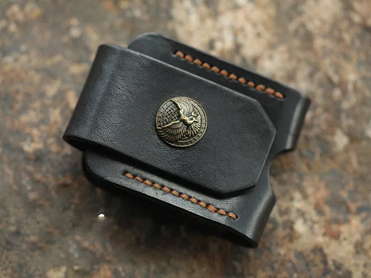 Cool Mens Leather Eagle Zippo Lighter Case with Loop Zippo lighter Holder with clip