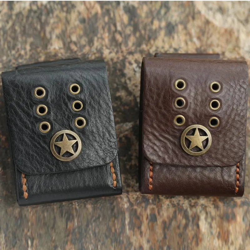 Cool Mens Leather Zippo Lighter Case with Loop Leather Zippo lighter Holder with Clip