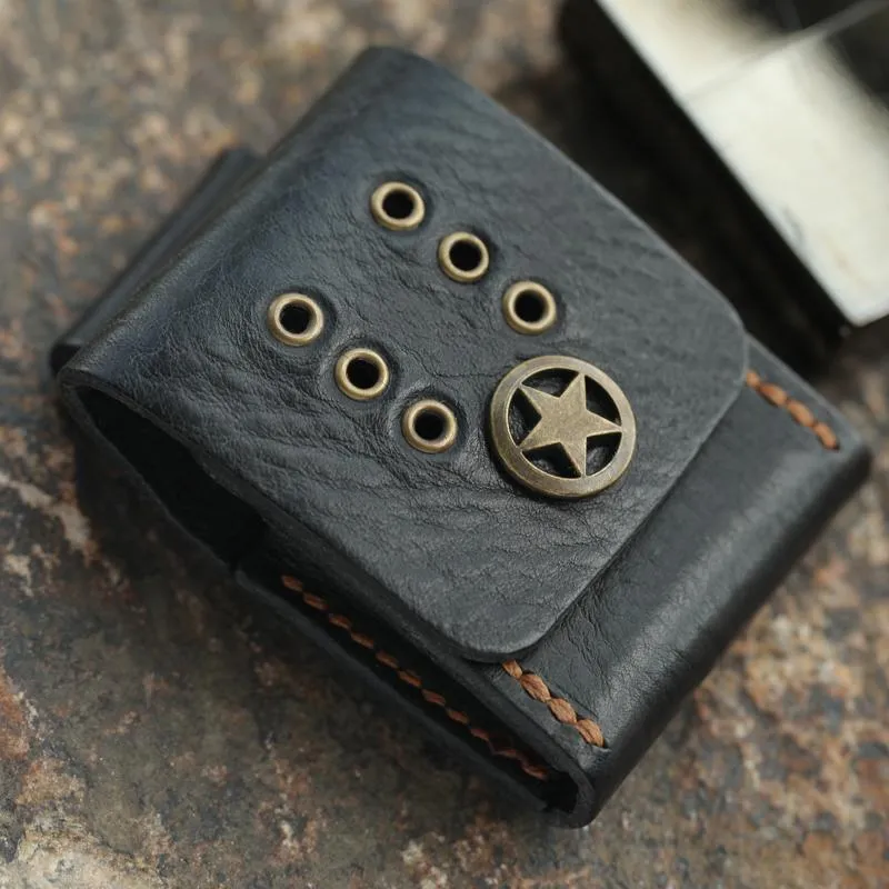 Cool Mens Leather Zippo Lighter Case with Loop Leather Zippo lighter Holder with Clip