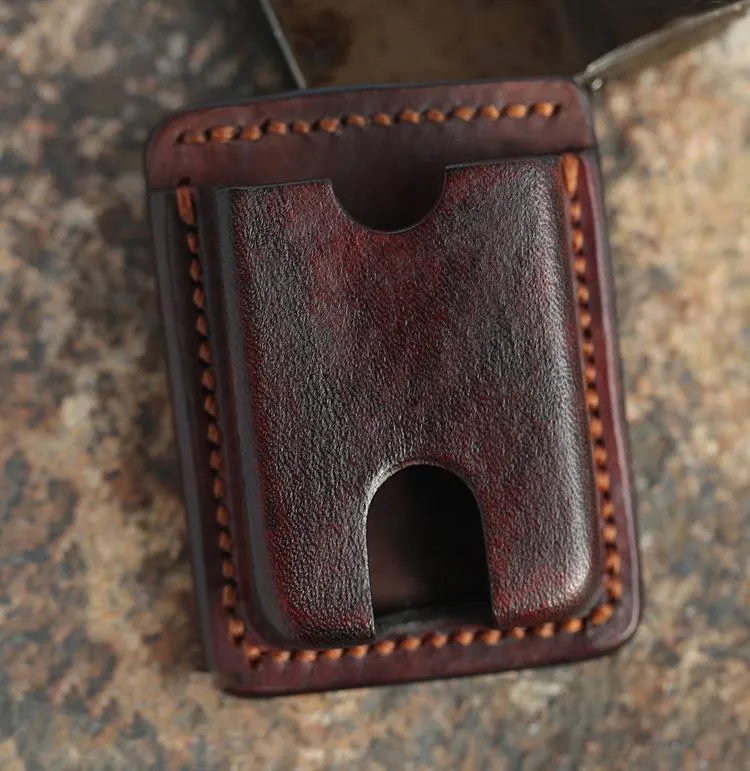 Cool Mens Leather Zippo Lighter Case with Loop Zippo lighter Holder with clip