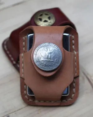 Cool Mens Zippo Leather Lighter Pouch with Loop Biker Zippo lighter case with Clip