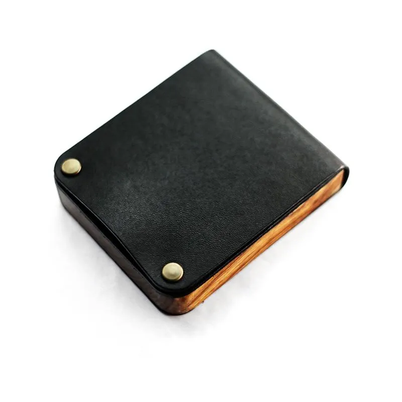 Cool Wooden Leather Mens Cigarette Case Black Custom Cigarette Holder for Men