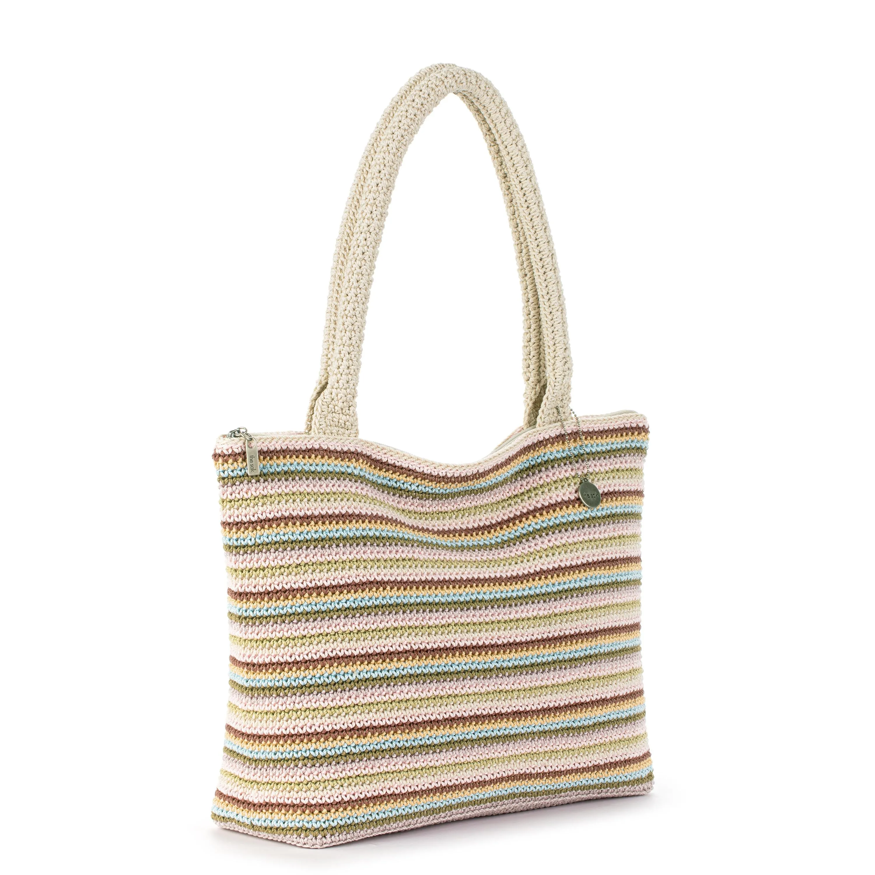 Crafted Classic Carryall - Hand Crochet - Pink Multi Stripe