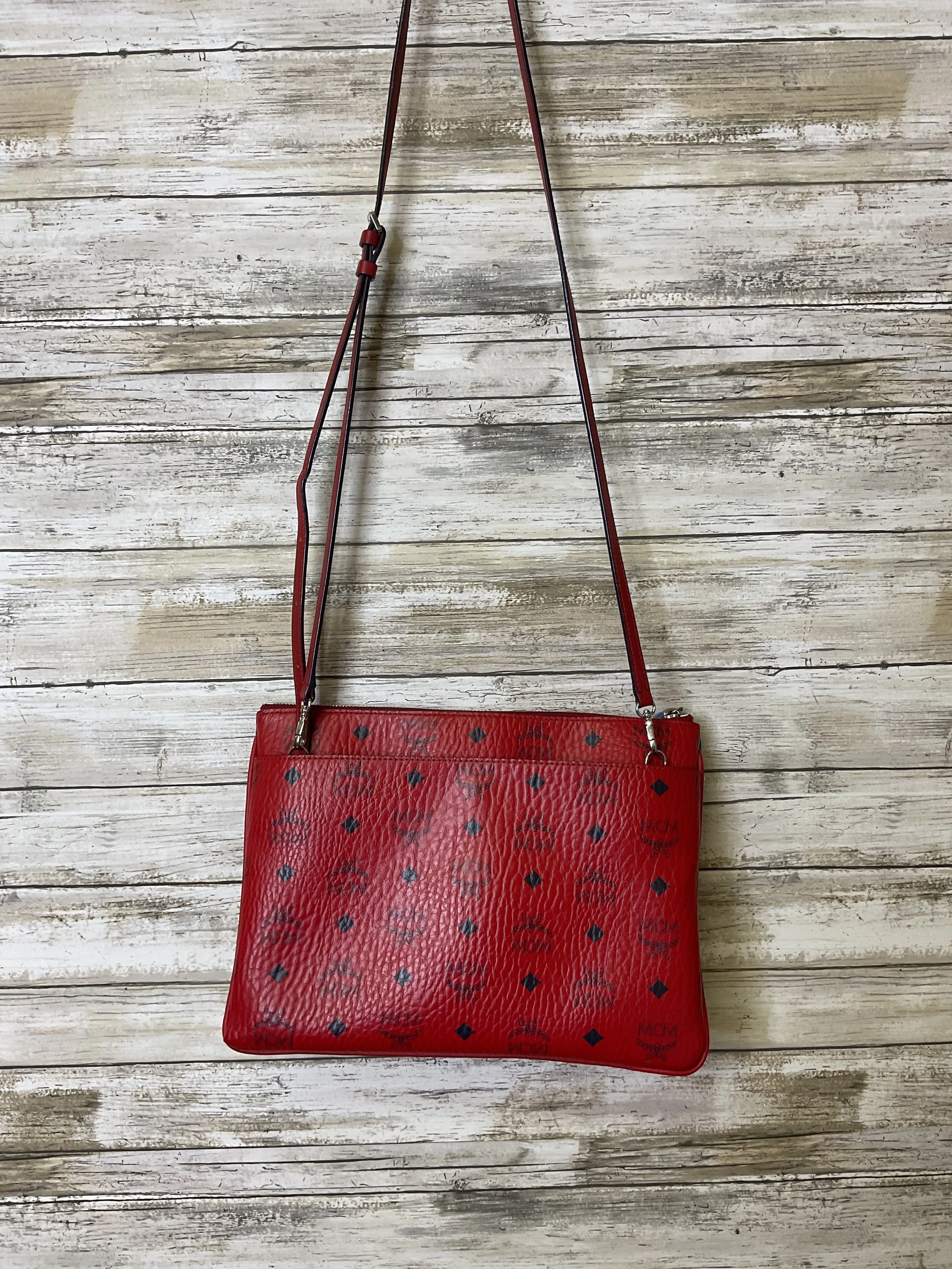 Crossbody Luxury Designer By Mcm In Red, Size:Medium
