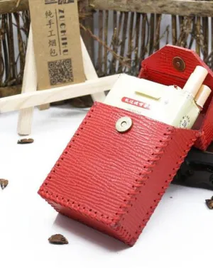 Cute Handmade Leather Womens Red Cigarette Holder Case for Women