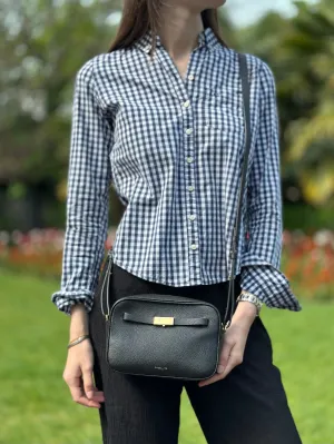 Demellier Black Leather "New York"Small Crossbody