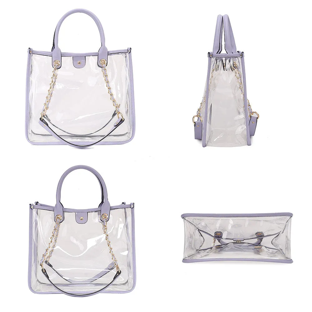 Diva PVC Tote Bag with Tweed Bucket Bag and Small Pouch Purse by Mia K