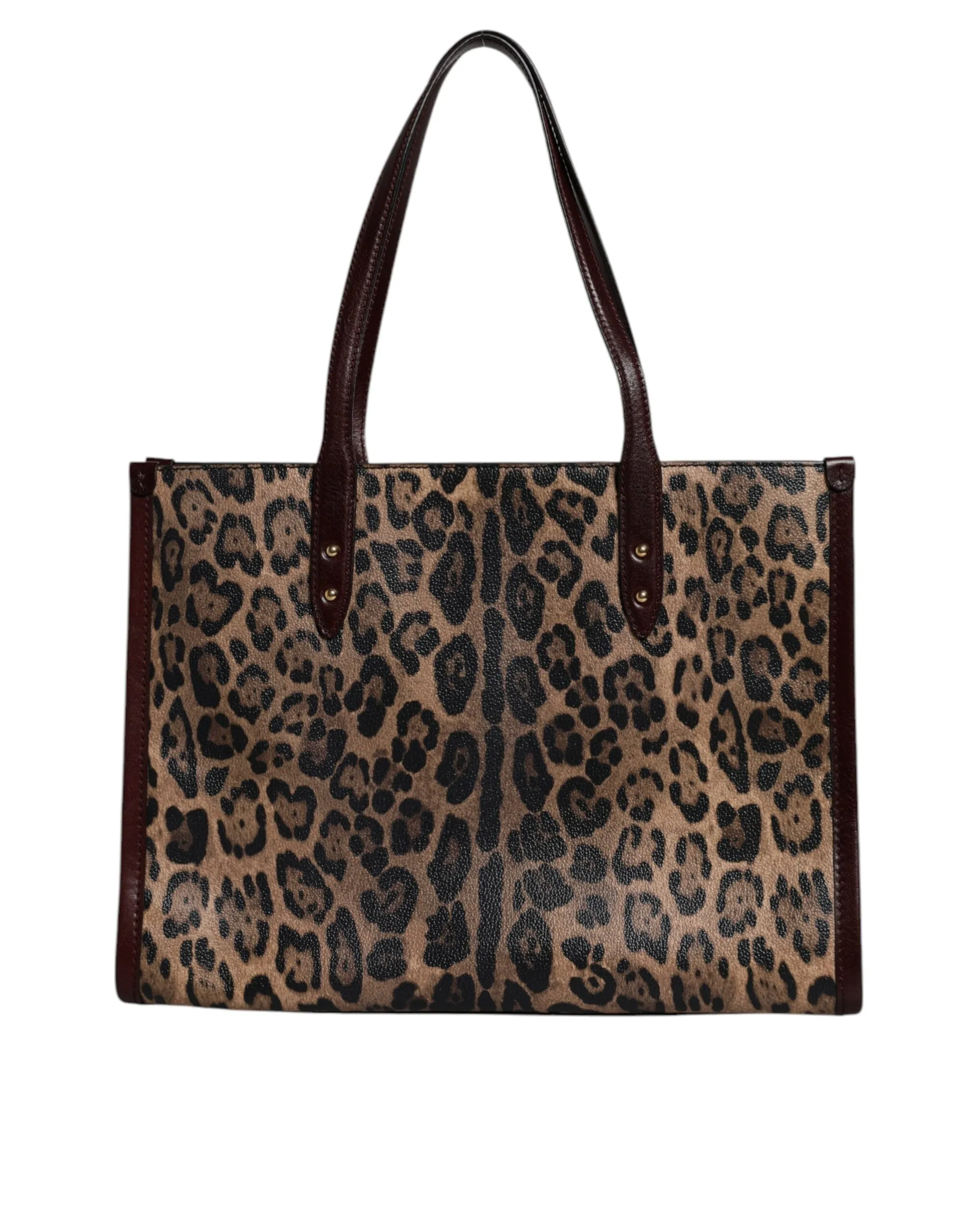 Dolce & Gabbana Brown Leopard Leather Shoulder Strap Tote Bag